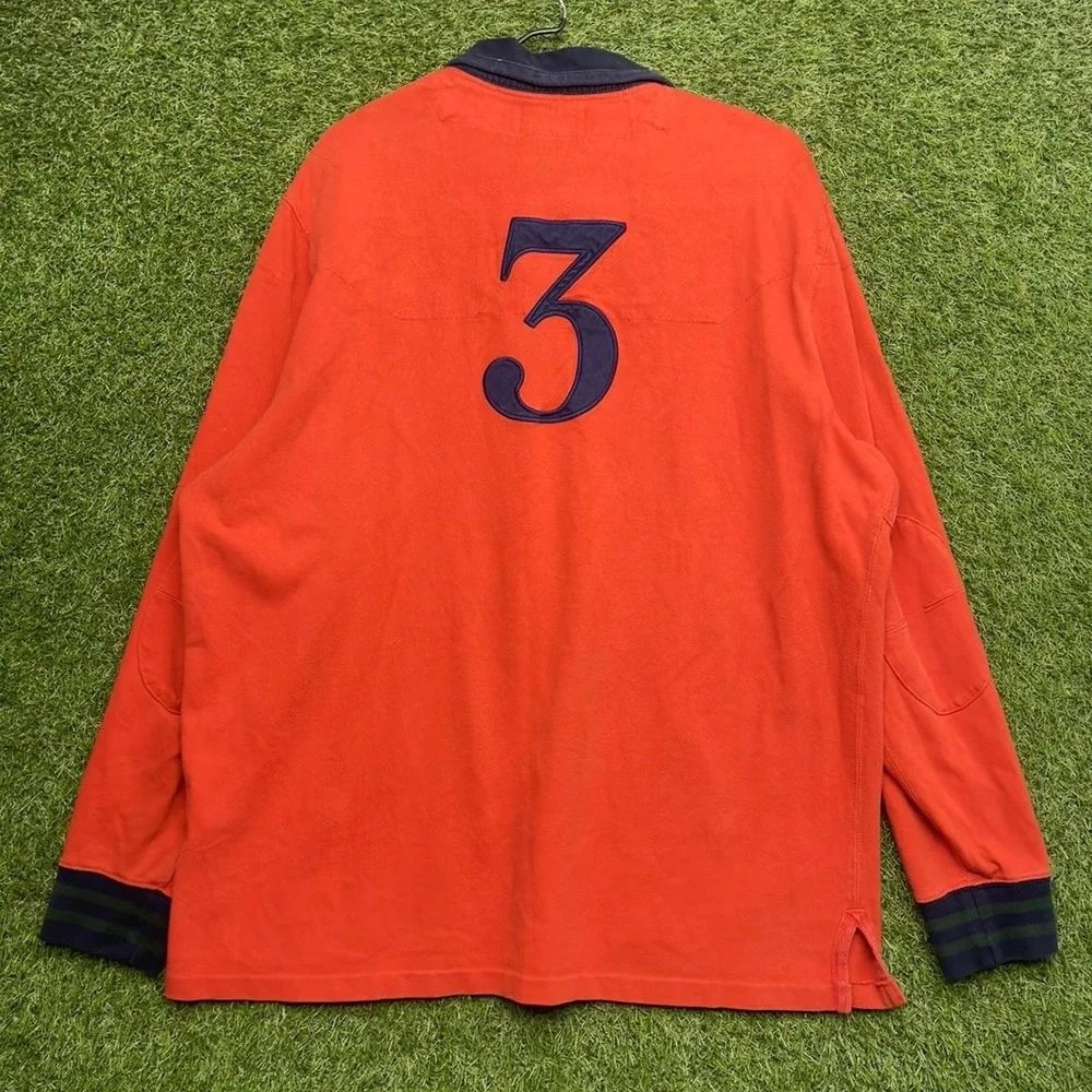 Vintage Polo Ralph Lauren Rugby Shirt Mens Large Big Pony #3 Elbow Patches y2k